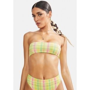 Dippin' Daisy's Pretty Plaid Euphoria Bikini Top NWT